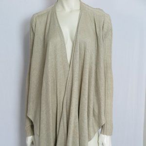 EILEEN FISHER Sand Toast Beige 100% Linen Open Waterfall Cardigan Size S